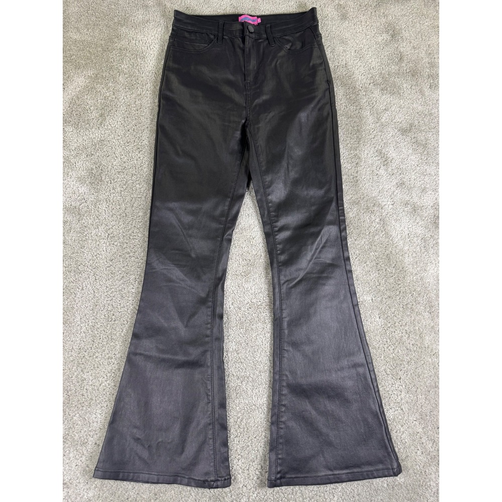 Edikted Black Coated High Waisted Flare Pants Bell Bottoms Size M